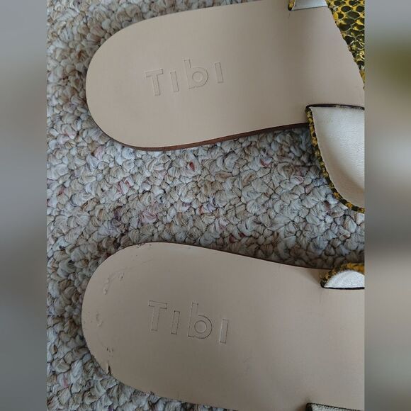 TIBI Cedric yellow Snake-Embossed Flat Sandals size 38 - Picture 9 of 12